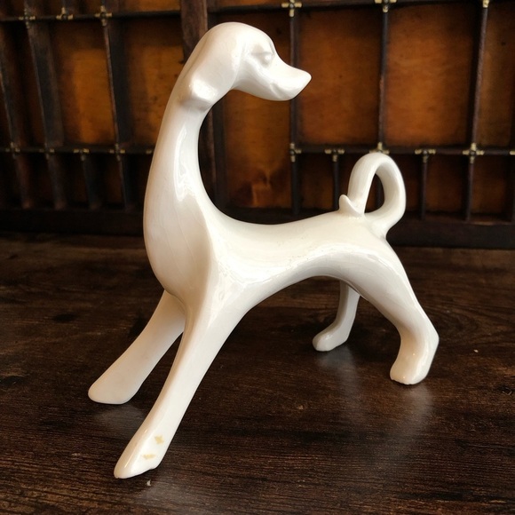Vintage Elegant White Ceramic Greyhound MCM Figurine - Picture 1 of 10